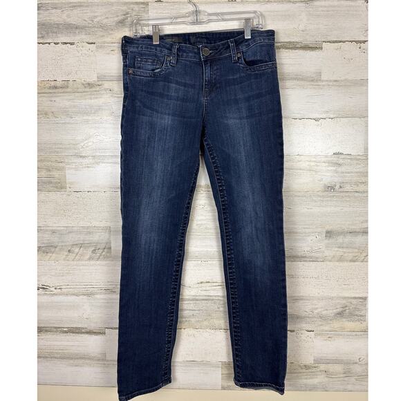 kut Denim - KUT women 8 straight leg dark wash denim jeans new distressed wash ankle